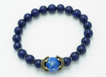 Dark blue natural stone bead bracelet